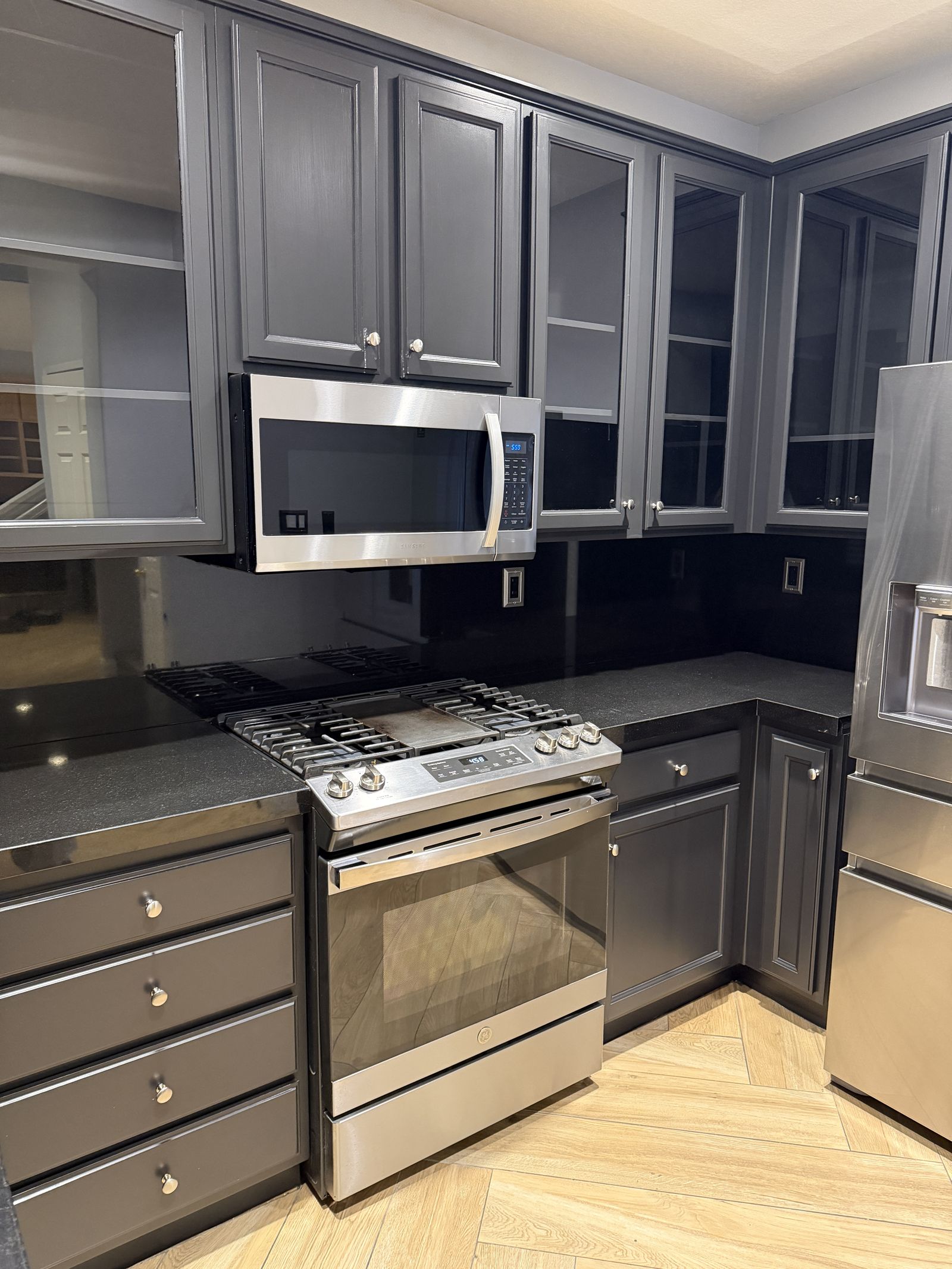 Kitchen stove and cabinets